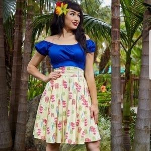 Pinup Couture Yellow Tiki Little Jun Skirt